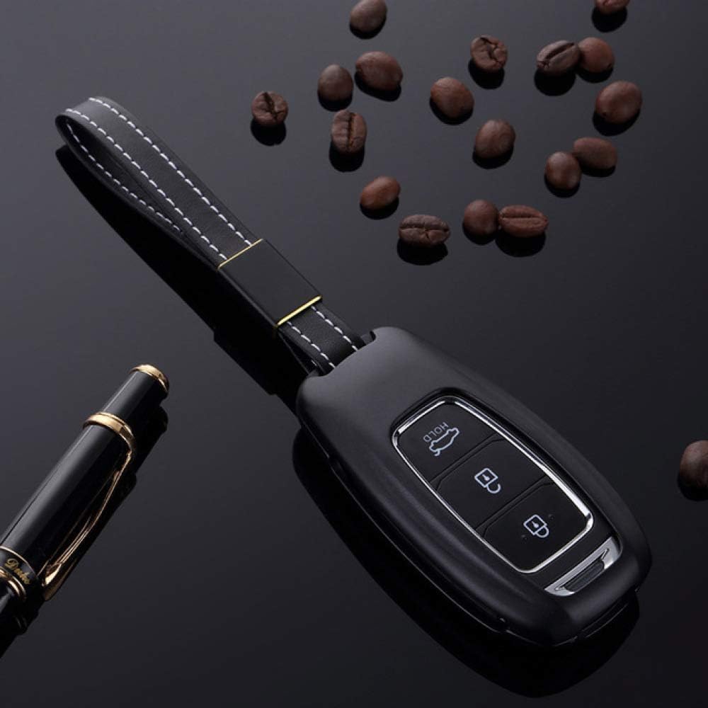 ALQYST For Elegant Aluminium Alloy With Key Cover Case For Hyundai I30 Ix35 Solaris Azera Elantra Grandeur Ig Accent Santa Feverna2017,E-black