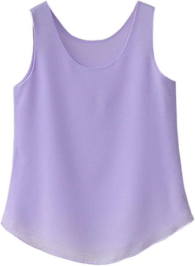Chiffon Round Neck Double-Layers Loose Cami Shirt Vest Tank Top