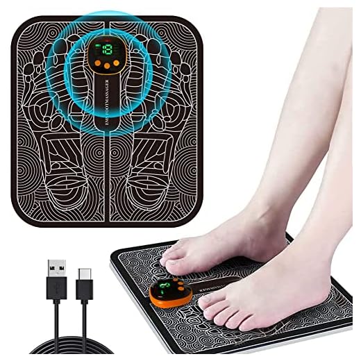 Queath Masajeador de Pies Eléctrico,8 modos,19 niveles de intensidad,masajeador de pies,alivia la rigidez,Aliviar Dolor Cansadas Mejorar la Circulación Sanguínea(recargable)