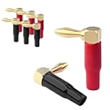 Right Angle Banana Plugs 4 Pairs/8 Pack, 90 Degree 4mm 24K Gold Plated Dual Screw Type Speaker Connector for Speaker Wire, Red and Black
