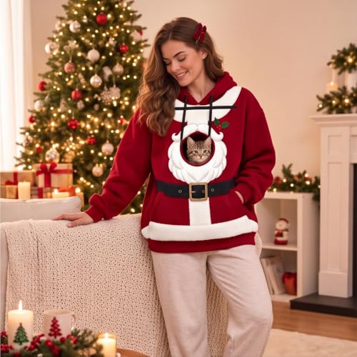 Cat Hoodie with Pouch Christmas Women 2026 Zip Up Sweat Shirt with Pocket - image 3