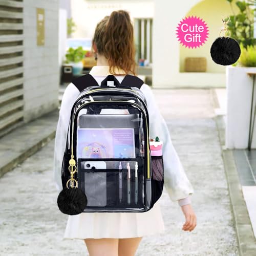 Image of AGSDON Clear Backpack, Heavy Duty Transparent Bookbag, See Through PVC Backpacks for Women Men