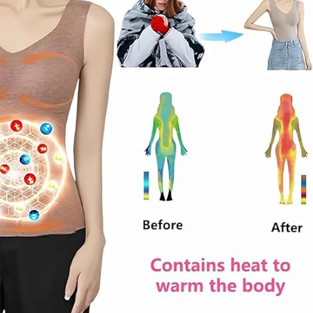 YXWYXWA 2 piècesTourmaline Auto-Chauffant ION Hiver Shapewear, Femmes Sculptant Polaire Thermique intégré Soutien-Gorge sous-vêtements Gilet