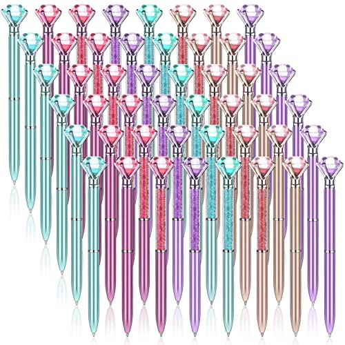 48 Pcs Diamond Pens with Crystal Retractable Bling Ballpoint Pen 1.0 mm Diamonds Top Pens Black Ink Pens Fancy Pens Novelty Pens for Girls Women Home School Office Wedding Birthday Gifts, 2 Styles