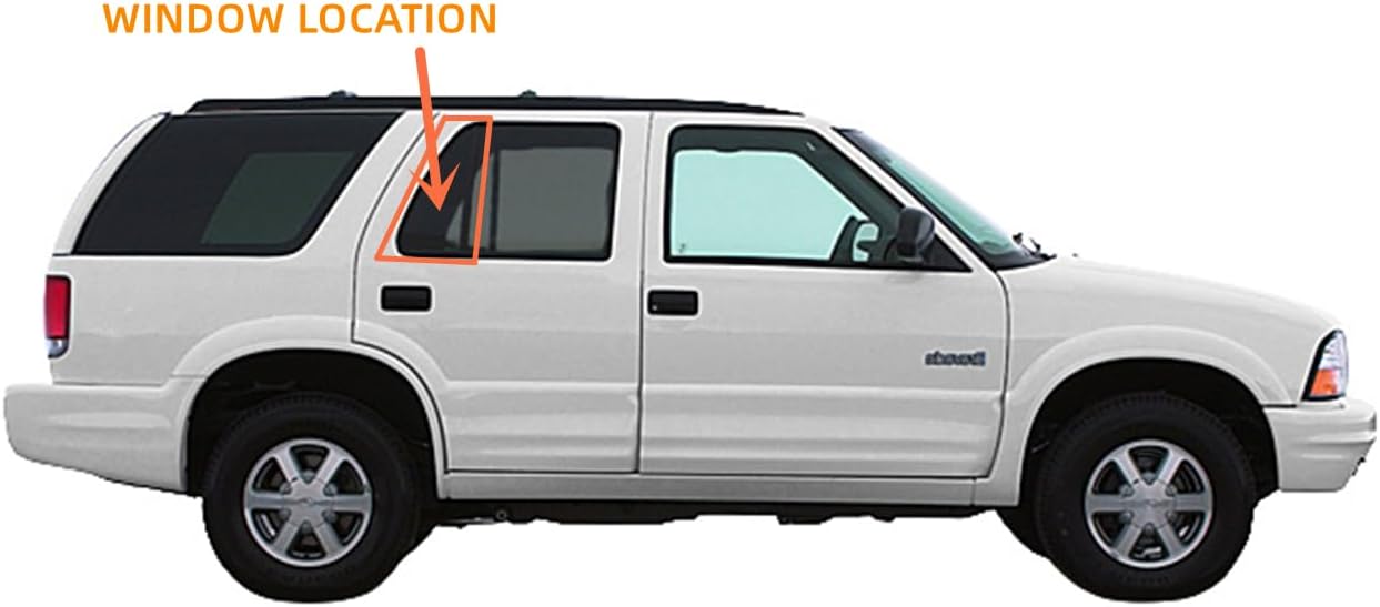 Passenger/Right Side Rear Vent Window Glass Replacement For GMC Envoy 1998-2001/GMC Jimmy 1995-2001/Chevrolet Blazer 1995-2005/Oldsmobile Bravada 1996-2001