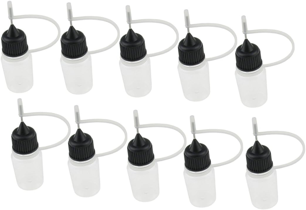 5 ml Empty Plastic Squeezable Liquid Oil Dropper Storage Bottle with Needle Cap 10PCS Black Cap