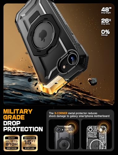 Image of SUPCASE for iPhone 16e Case with Stand (Unicorn Beetle Grip), [Compatible with MagSafe] [Military-Grade Drop Protection] Heavy Duty Rugged Shockproof Magnetic Phone Case for iPhone 16e 6.1 inch, Black