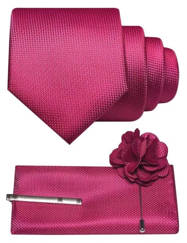 Image of JEMYGINS Mens Tie and Lapel Pin with Pocket Square Tie Clip Sets for Casual and Business 4PCS