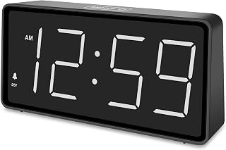 Eachui Wecker digital Batteriebetrieben mit großen Zahlen, Digitaler Wecker mit LED Display, regelbarer Helligkeit und Lautstärke, Automatischer Dimmer,Snooze, 12/24 Std (Weiß Ziffern)