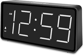 Eachui Alarm Clock Digital Battery Operated Large Numbers Automatic Dimmer | Digital alarm clock with LED display, adjustable brightness and volume, snooze, 12/24 hours (white numbers)