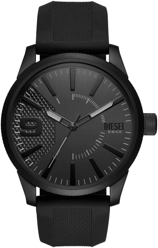 Diesel Rasp Stainless Steel and Leather Three-Hand Analog Men's