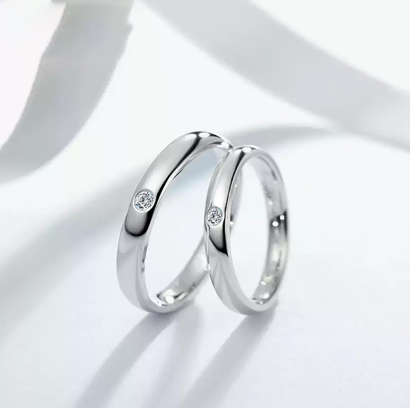 Hochzeits Ring Weißgold, Poliert Diamant Eheringe Echtgold Trauringe für Damen