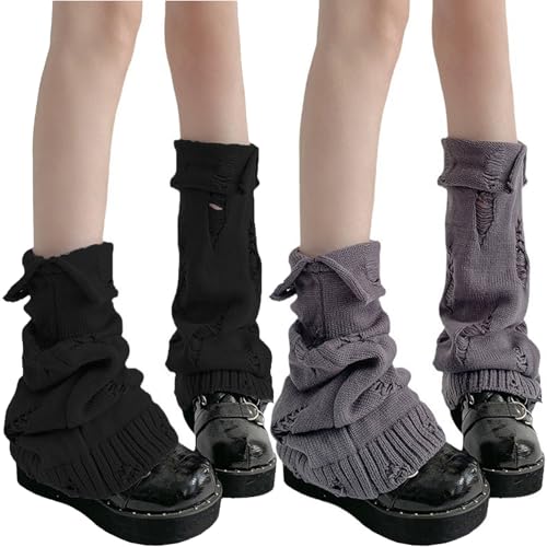 Image of SherryDC Womens Y2k Knit Leg Warmers Harajuku Japanese Long Boot Socks Kawaii Lolita Winter Leg Cover