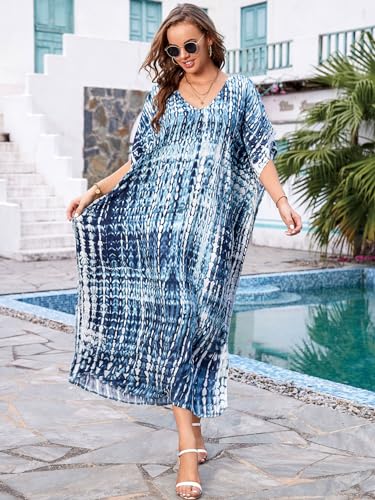 Image of Kaftan Dresses for Women Plus Size Bathing Suit Cover up Caftan Maxi Beach Dresses