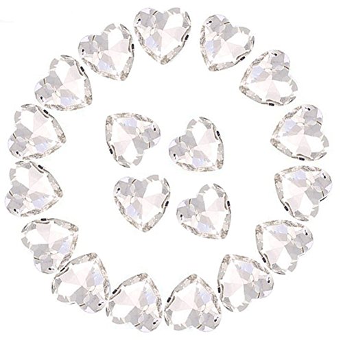 Crystal Rhinestones 50pcs AB Crystals Pointback Heart Glass Rhinestone for DIY Crafts Jewelry Making,12mm,White