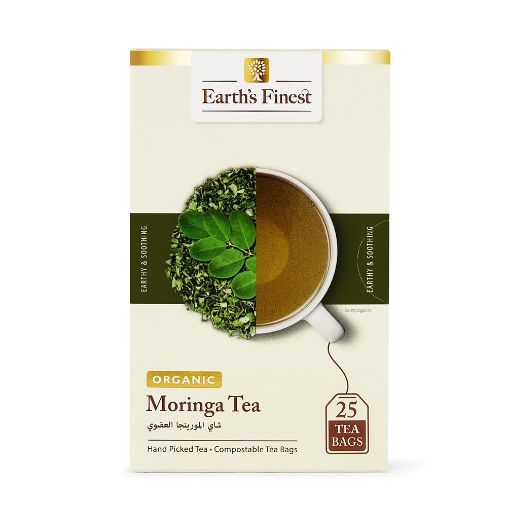 Earth's Finest Organic Moringa Tea - 25 Bags | Fresh Flavor, Non-GMO & Caffeine-Free 100% Natural, Antioxidant Rich Herbal