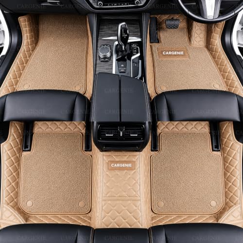 Image of 7D Car Floor Mats for Mahindra 3XO EV 2026 | Beige | Waterproof | Anti-Slip | PU Leather | Full Coverage | All Weather | Custom Fitted 7D Car Foot Mats