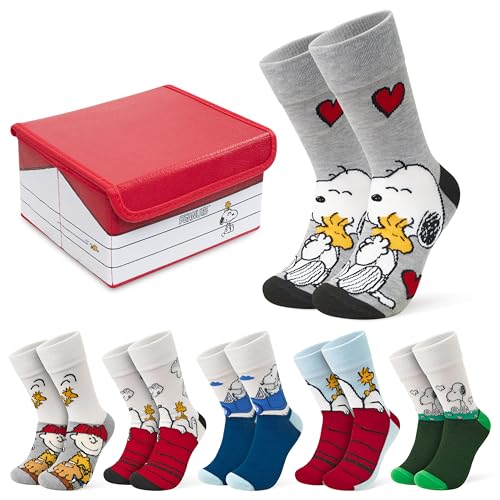 Peanuts Snoopy Damen Socken, weich und atmungsaktiv, lustige Damensocken, 6er-Pack