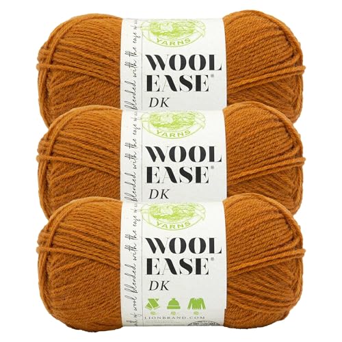 Image of Lion Brand Yarn, Wool-Ease DK Crochet & Knit Yarn, Pumpkin, Orange, 3 Pack | Classic DK Weight Wool Acrylic Blend Knit & Crochet Fiber for Warm Blankets, Light Sweaters, Fall & Winter Hats