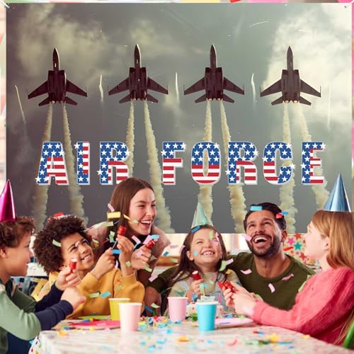Image of B-Bn-059 US Air Force Banner Fighter Aircraft Armed Vintage Backdrop Decorations for Veterans Day American Military Veteran Retire Banner Photography Background Booth Props Decorations Supplies