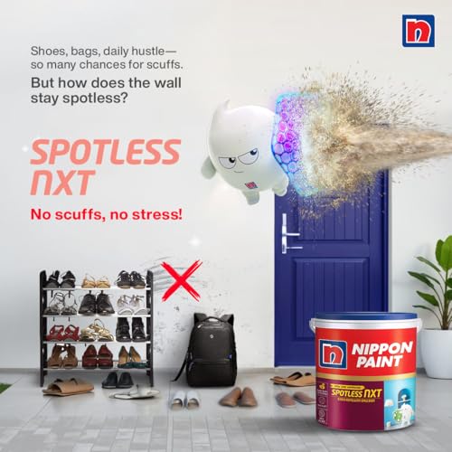 Image of Nippon Paint Spotless NXT Premium Interior Emulsion Paint(10L, White, Soft Sheen)-Ultra Low VOC, Swan-back Stain Repellent Technology Safe for Kids-For Bedrooms, Kids, Dining, Living Rooms-10 Liter