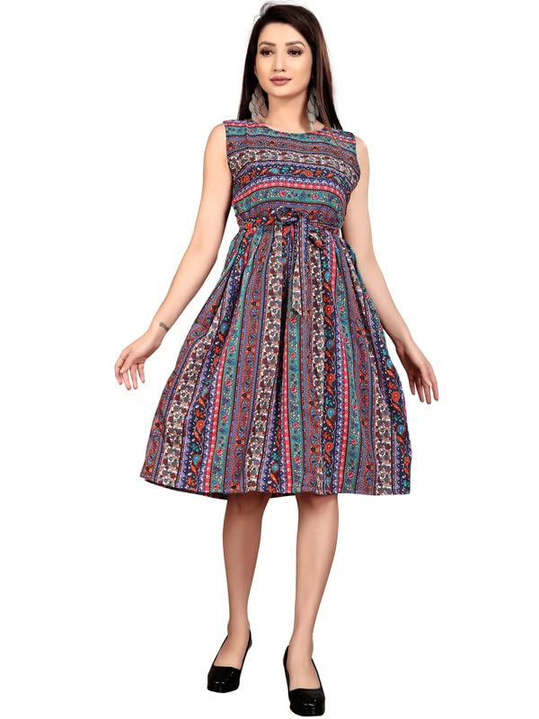 Image of Crepe Floral Print Kurti for Women, Knee Length Dress Dress, Wester Wear