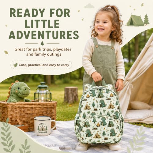 Image of LOIDOU Kids Preschool Backpack for Boys, 15 Inch Dinosaur School Bag, Lightweight Water-Resistant Kindergarten Backpack with Chest Strap for Ages 4-8