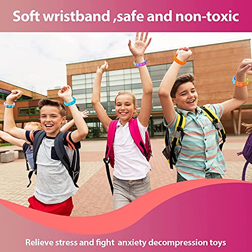 Image of (Pack of 6) Pop It Band, Kids Bracelet Fidget Toys,Pop it Band Bracelet, Wearable Sensory Bracelets for Autism Special Toy for Kids and Adults
