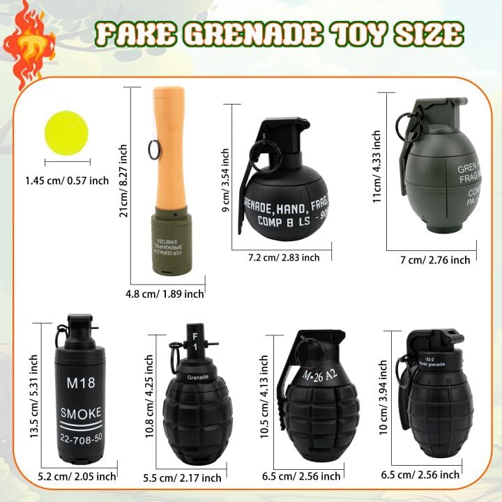 7 Pcs Tactical Toy Hand Grenade with 100 Foam Ammo Fall Resistant Refillable Fun Impact Pull Ring Grenade Toys for Battle Game 14 Years Old and up Outdoor Sport image 2 of 7 B0DG2Y2XX4
