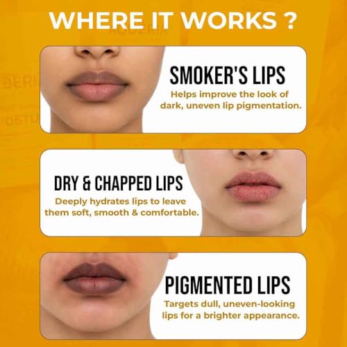 Image of Aqueria Brightening & Hydrating Lip Balm SPF 50 for Dark & Pigmented Lips | 3% Vitamin C, Kojic Acid, Ceramide Complex & Hyaluronic Acid | For Dry, Chapped Lips | Brightens, Hydrates & Helps Repair Lip Barrier | Natural & Untinted | For Men & Women | 10g