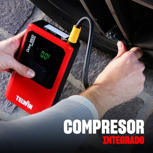 Telwin Drive 1800 Kompressor 12V Arrancador de Emergencia Portátil Ultracompacto Multifunción al Litio para Coches, Motos, Barcos con Compresor Integrado, Powerbank y Luz LED, 1800A - imagen 7