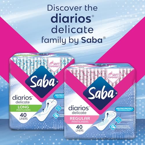 Image of SABA Diarios Regular Delicate Pantiliners, Unscented, Breathable & Comfortable for Everyday Freshness, 4-Pack of 40 Pads (160 Count)