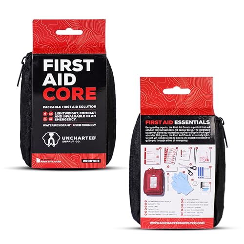 Image of Uncharted Supply Co. First Aid Core - Travel-Size First Aid Kit with 30+ Pieces, Water-Resistant Nylon Pouch, MOLLE Attachment & Labeled Pockets - Compact Emergency Kit for Purse, Locker, Bag