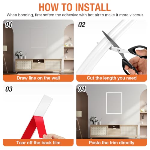 Moulures décoratives blanches autocollantes souples et durables