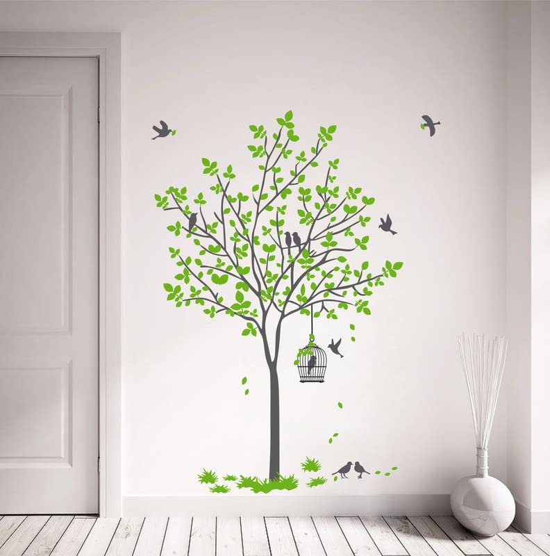 DreamKraft Tree with Swing & Birds Wall Sticker – Nature Theme PVC Vinyl Art for Living Room & Kids Room Décor (Size: 60 x 90 cm) 3