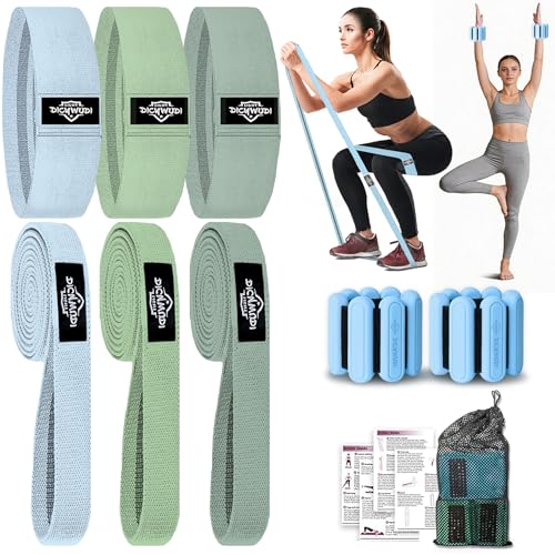 Image of DICYWUDI Fabric Resistance Bands for Working Out, 6Pack Non-Slip Exercise Bands for Women and Men, Fabric Booty Bands for Home, Fitness, Pilates, Stretching
