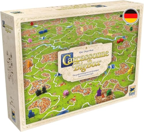 Hans im Glück, Carcassonne BigBox (edición 2025), Juego Familiar, 2-6 Jugadores, 7+ años, 35 Minutos, alemán