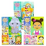 Create a Face Sticker Books 5'x7' Bulk Set for Kids, Toddlers Ages 4-8 - Bundle with 450+ Stickers 75 Sticker Sheets | 3 Sticker Pad Activity Books with Wacky Faces, Silly Ocean Sea Zoo Animals