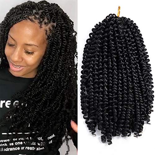 Aigemei Spring Twist Braiding Style, Fluffy Twist Hair, Nubian Twist Hair Black Color Hair Extension,one pack #1b/gray