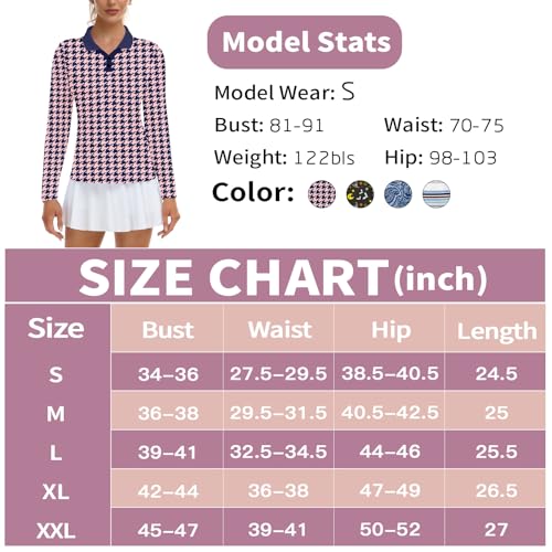Image of Soneven Womens Golf Shirts Moisture Wicking V Neck Long Sleeve Polo Shirts Collared Tops