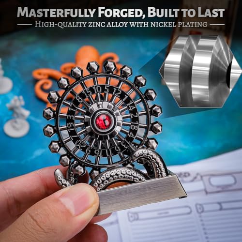 CZYY Ferris Wheel D20 Metal Spinning Dice - Fidget Spinner Dice for DND, Tabletop RPG Games, D20 Roulette Desk Gadget, DND Accessories, Unique Gift for Dungeon Master and Gamer (Silver) - Thumbnail 4