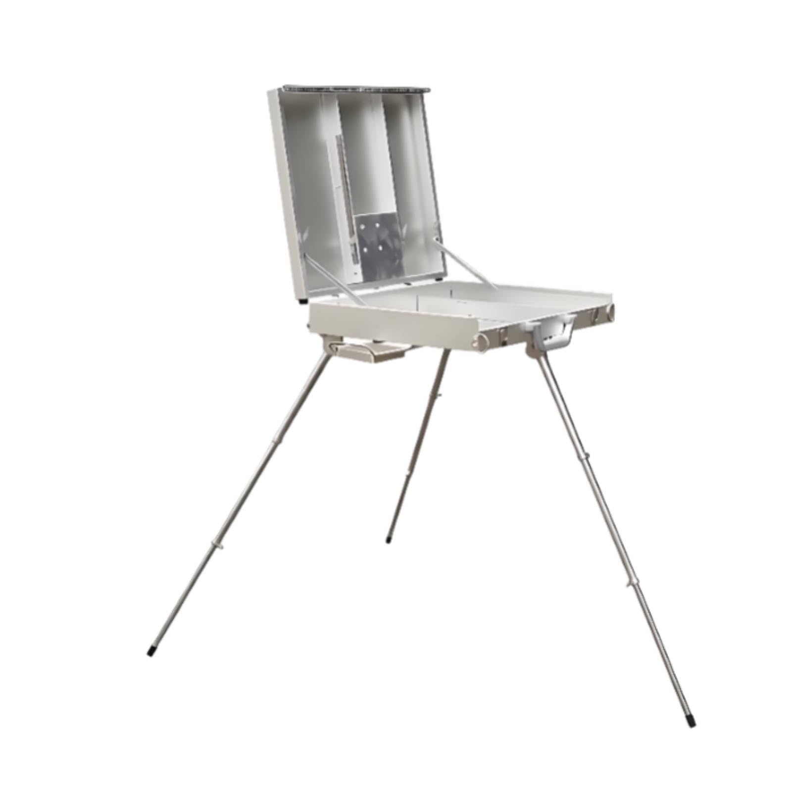 Zusammenklappbarer Malkoffer aus Robustem Aluminium mit Verstellbarem Stützbein-system für Künstler Praktischer Skizzenkasten mit Scharnierdeckel Und, Silber