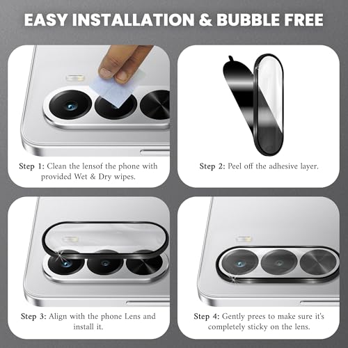 Image of ArmourPro Camera Rings Tempered Glass Compatible for Realme P4X (6.72 Inches) Tough HD Individual Aluminum Alloy Rings 9H Camera Cover, Scratch-Resistant,Camera Lens Protection| Black, 1 Pack