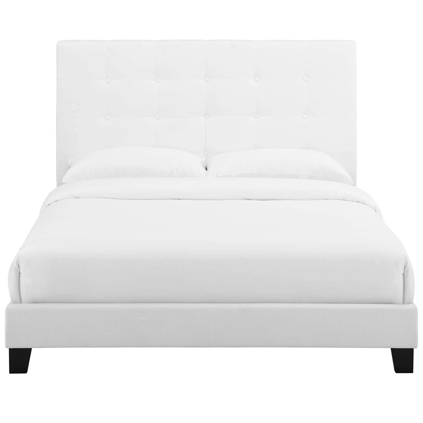 Modway Melanie Tufted Fabric Upholstered Full Platform Bed in White