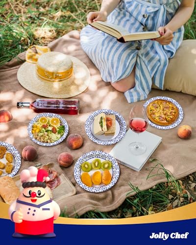 Image of JOLLY CHEF 8.37 inch Disposable Paper Plates 140 Count Soak Proof, Cut Proof, Heavy Duty Printed Disposable Plate for Everyday Use