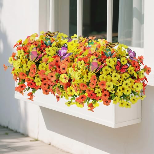 UV Resistant Artificial Flowers with 6 Butterflies - 50% Off