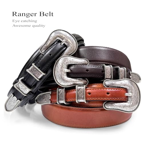 Image of Belts.com Western Buckle Belt Oil Tanned Genuine Leather Ranger Belt 1-3 /8 inch(35mm) Taper to 3 /4 inch(19mm) Wide-Multiple choices