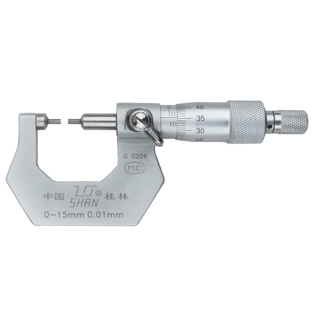 Micrómetro Estriado de 0-15mm/0,01mm, sonda pequeña, Superficie de medición, diámetro Exterior, calibrador micrométrico, micrómetro en Espiral preciso