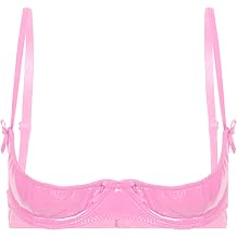 Lejafay Women's PVC Leather Sexy Lingerie Bra Tops Open Nipples Unlined Bra Top Nightwear Clubwear
