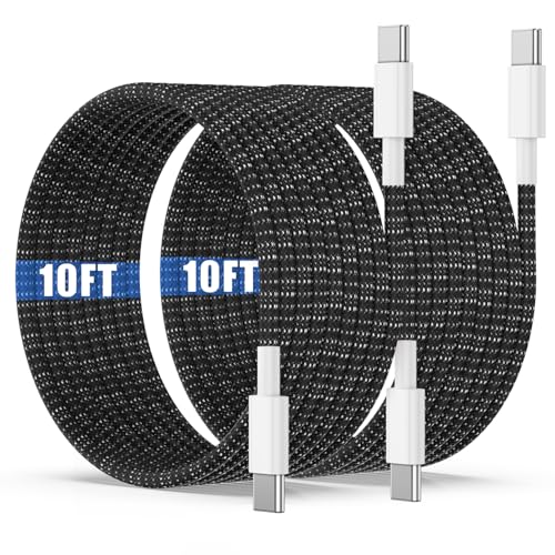 USB C to C Charging Cable 10ft, 60W Fast Type C to C Charger Cord Long for Apple iPhone 17 Pro Max/17 Air/16 Pro Max/15 Plus, MacBook Pro 2021/2020/2019,iPad 12.9/11 inch/Mini/Air 5/4,Samsung Galaxy